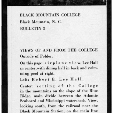 #1, No.3, 1934:1935 Black Mountain College Bulletin. Courtesy of Western Regional Archives.