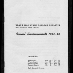 #1 Vol. II, No. 8. - 08.1944 Black Mountain College Bulletin. Courtesy of Western Regional Archives.