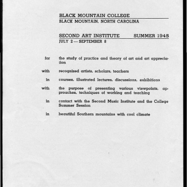 #2 May 1945 Vol. III, No. 6 Black Mountain College Bulletin. Courtesy of Western Regional Archives