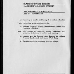 #2 Vol. II, No. 6 - 04.1944 Black Mountain College Bulletin. Courtesy of Western Regional Archives.