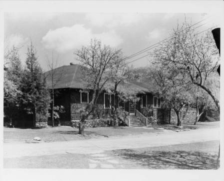 Dining Hall (front view), Lake Eden Campus, Black Mountain College. Courtesy of Western Regional Archives.