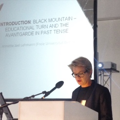 Annette Jael Lehmann giving an introduction to educational models at Black Mountain (26 /09 / 2015)
