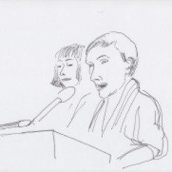 Yvonne Reiners and Christina Kral drawn by Nikolaus Baumgarten.